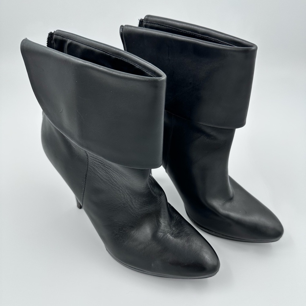 RALPH LAUREN • Leola Booties Black Leather Stiletto Heel Size 11 US